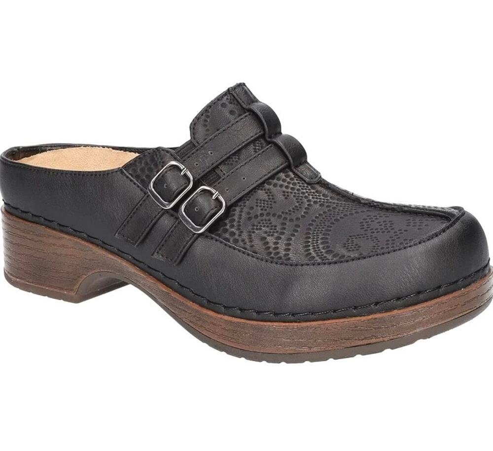 Easy Works by Easy Street Womens Shirley Mules Flats Casual - Black - Size 11 WW